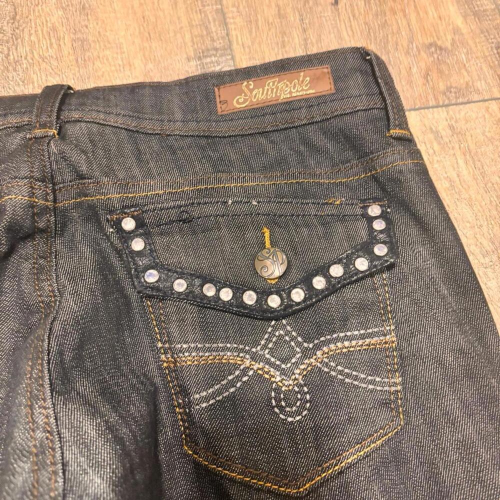 Southpole Women's Size 7 Low rise Skinny Jeans Bedazzled Embroidered Y2K Style